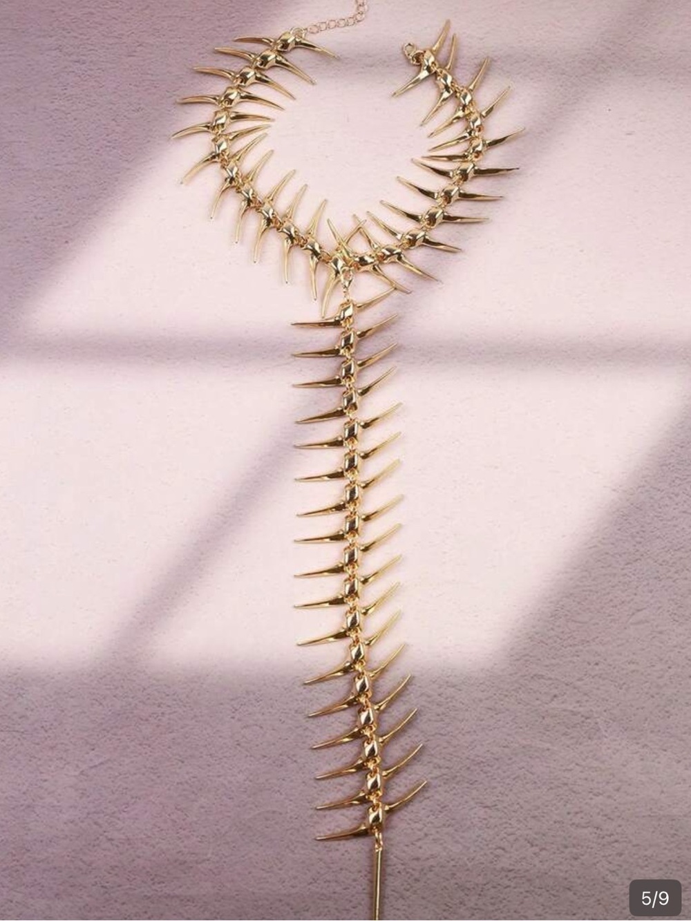 Gold Spine-Back Statement Necklace - Picture 3 of 5